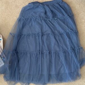 Chic Blue Layered Tulle Skirt